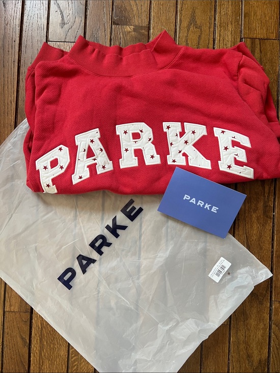 Parke Tops - PARKE Sparkler Stars Heritage Varsity Mockneck Coastal Collection Size S/M NIB